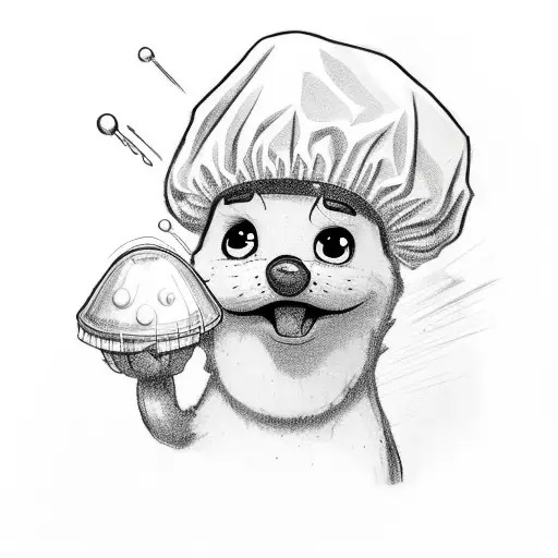 brave little toaster wearing a shower cap tattoo design idea