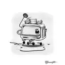 brave little toaster wearing a shower cap in tattoo stenciled  tattoo design idea