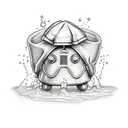 brave little toaster wearing a shower cap in tattoo stenciled  tattoo design idea