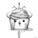 brave little toaster wearing a shower cap in tattoo stenciled  tattoo design idea