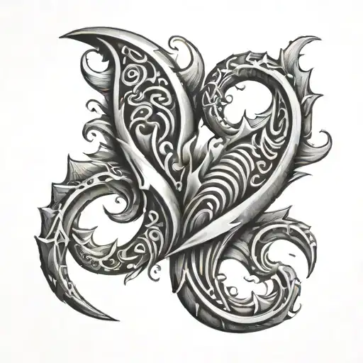 2 fish hooks with Roman numeral dates top and bottom  tattoo design idea