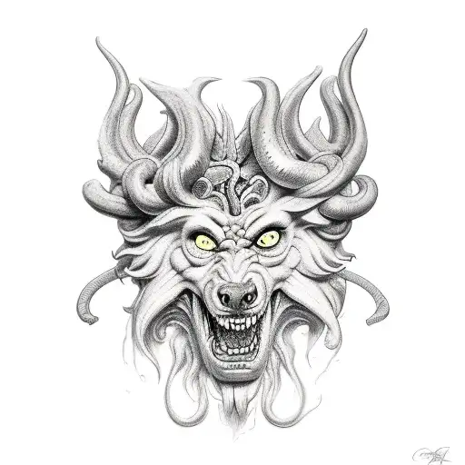 hades and cerberus tattoo design idea