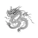 Asian dragon skeleton tattoo design idea