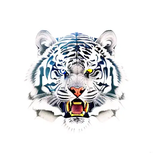 danger tigre in color tattoo design idea