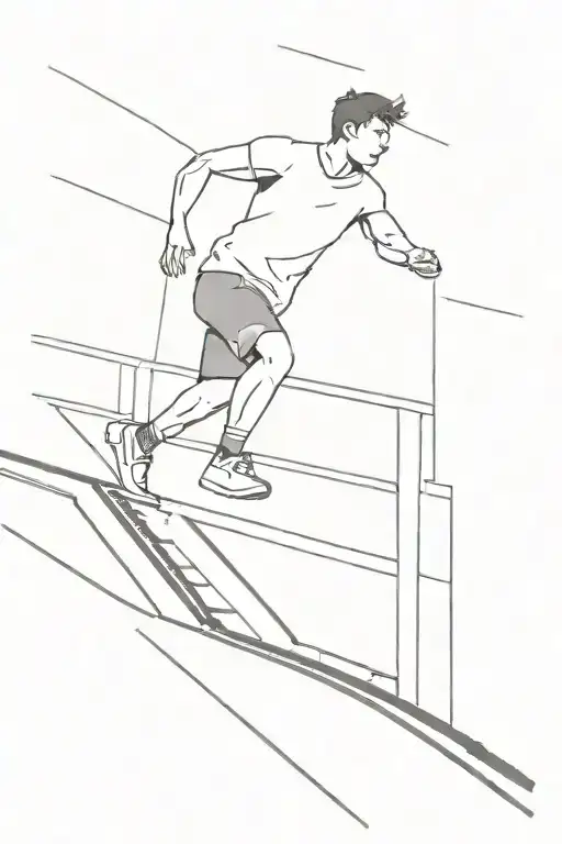 The boy running up the escalator in reverse   tattoo design idea