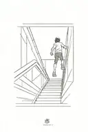 The boy running up the escalator in reverse   tattoo design idea