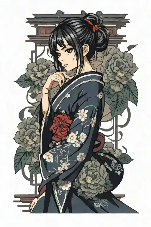 Theme: Anime girl Style: Anime Size: Medium, for placement on the arm Details: The girl should have beautiful eyes tattoo design idea