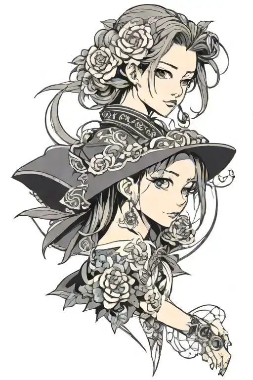 Theme: Anime girl Style: Anime Size: Medium, for placement on the arm Details: The girl should have beautiful eyes tattoo design idea