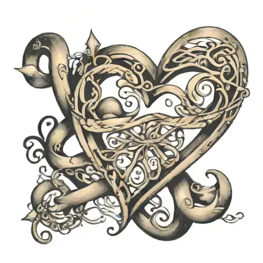 infinty heartbeat with names incorporated tattoo design idea
