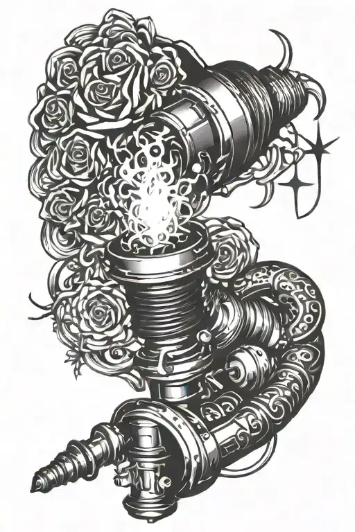 welding torch surrounded tattoo design idea