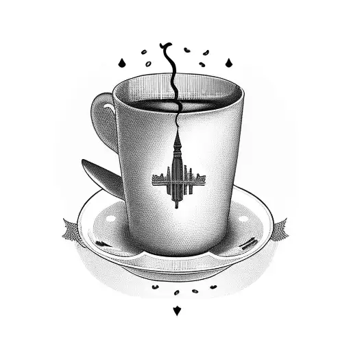 Coffee cup transforming into an Italian landmark tattoo design idea