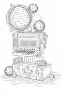 Accordion and disco ball surrounded tattoo design idea