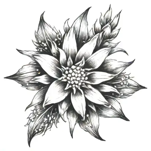 Edelweiss flower and "slow down you crazy child" tattoo design idea