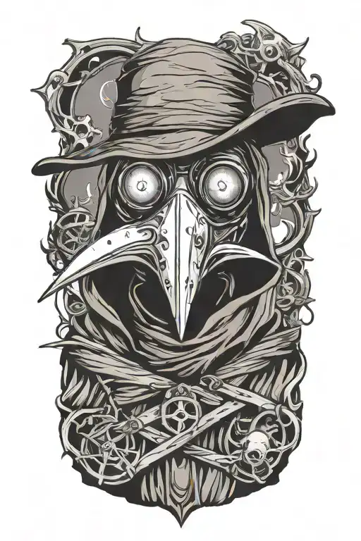 Plague Doctor Anime character tattoo design idea