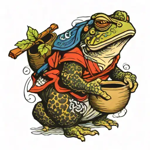 Traveling toad holding a bindle tattoo design idea