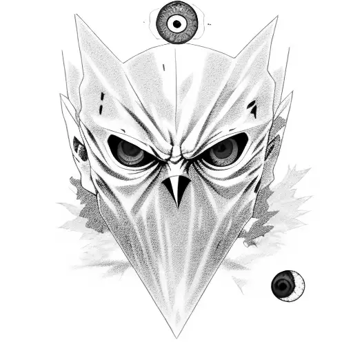 itachi crow with sharingan with tokyo ghoul rose in his mouthjojo bizarre adventure amenintator sign tattoo design idea