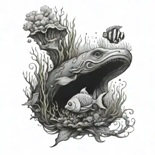 underwater scene tattoo design idea