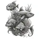 underwater scene tattoo design idea