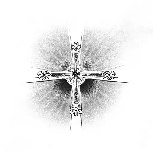 Tribal "Christian Cross With F.o.e" Tattoo Idea BlackInk AI