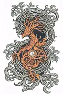 cybersecurity theme, Shodan from System Schock blended and bended together with the Viking Tree of life. tattoo design idea