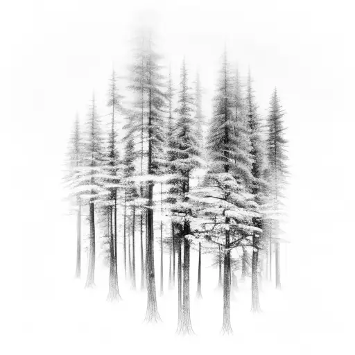 realistic forest cascading away tattoo design idea