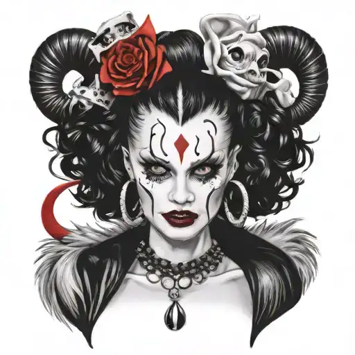 harley queen cruella devil tattoo design idea
