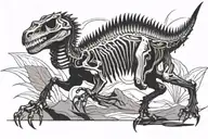 velociraptor skeleton running tattoo design idea