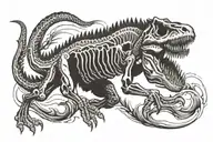 velociraptor skeleton running tattoo design idea