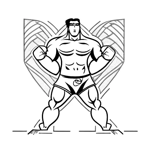 muscular male wrestler in trunks tattoo design idea