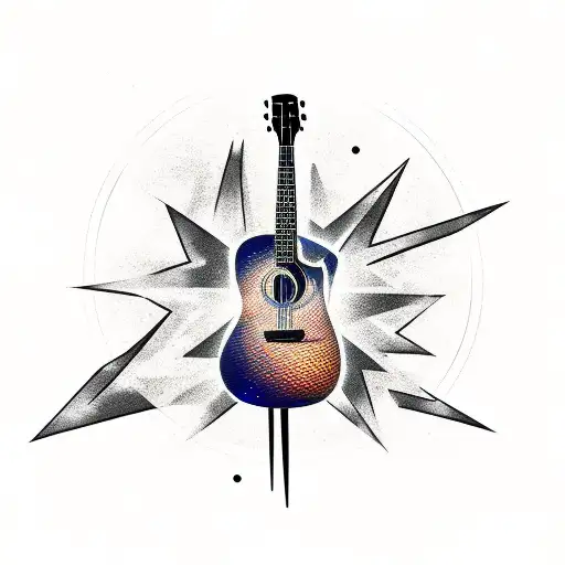 guitar with lightning tattoo design idea