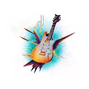 guitar with lightning tattoo design idea