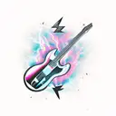 guitar with lightning tattoo design idea