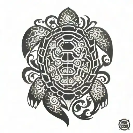 polynesian turtle swimming tattoo design idea