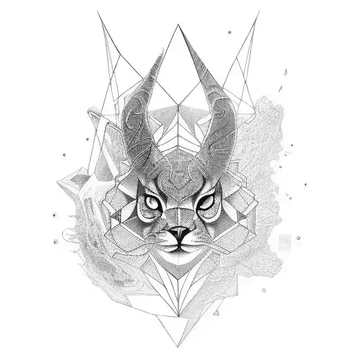 A black-grey tattoo of a geometric animal in a line work style tattoo design idea