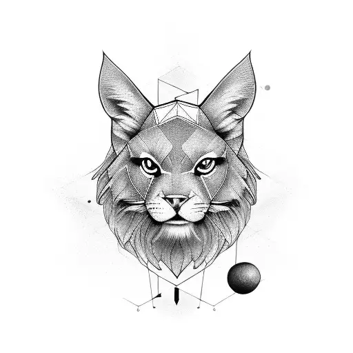 A black-grey tattoo of a geometric animal in a line work style tattoo design idea