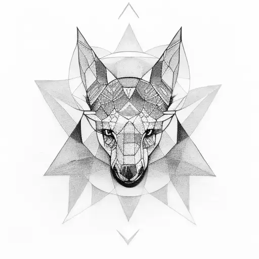 A black-grey tattoo of a geometric animal in a line work style tattoo design idea