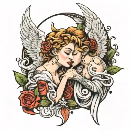 angel whispering in ear tattoo   tattoo design idea