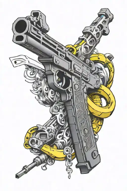Richardson Graffiti AK-47 Smoking gun with banana clip  tattoo design idea