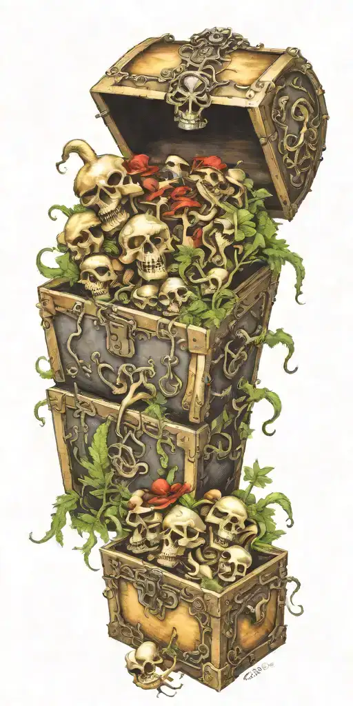 gangster tornado treasure chest full shrooms marijuana  tattoo design idea