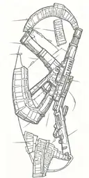 graffiti writing the name Richardson broken bricks AK 47 gun layIng on tattoo design idea