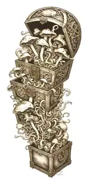 gangster tornado treasure chest full shrooms  tattoo design idea