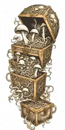 gangster tornado treasure chest full shrooms  tattoo design idea