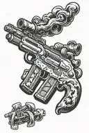 graffiti Richardson AK-47  smoking guns with cartoon like smoking out the barrel  tattoo design idea
