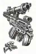 graffiti Richardson AK-47  smoking guns with cartoon like smoking out the barrel  tattoo design idea