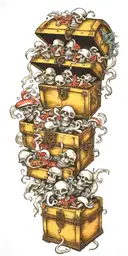 gangster tornado treasure chest full shrooms  tattoo design idea