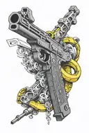 Richardson Graffiti AK-47 Smoking gun with banana clip  tattoo design idea