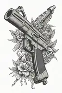 Richardson Graffiti AK-47 Smoking gun with banana clip  tattoo design idea