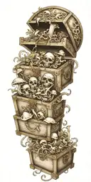 gangster tornado treasure chest full shrooms marijuana  tattoo design idea