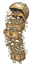 gangster tornado treasure chest full shrooms marijuana  tattoo design idea