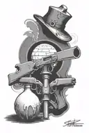 Richardson Graffiti in stone incorporated into it AK-47 Smoking gun with banana clip  tattoo design idea